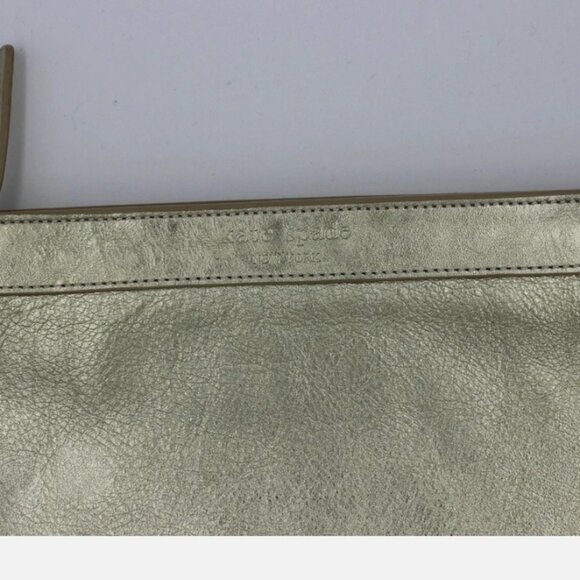 KATE SPADE Metallic Gold Soft Leather Zipper Cosmetic Case - Picture 2 of 13